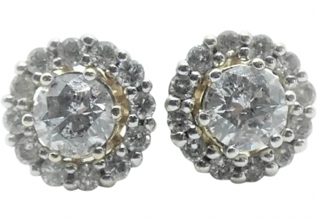.60 ctw Diamond Stud Earrings With .48 ctw Diamond Earring Jackets 10k Yellow Gold