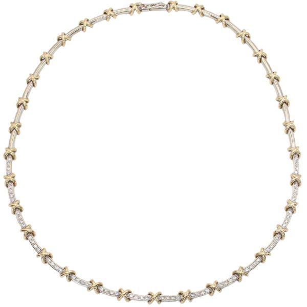 .64ctw Diamonds & Kisses Necklace 14K Two-Tone Gold Front close up (2)