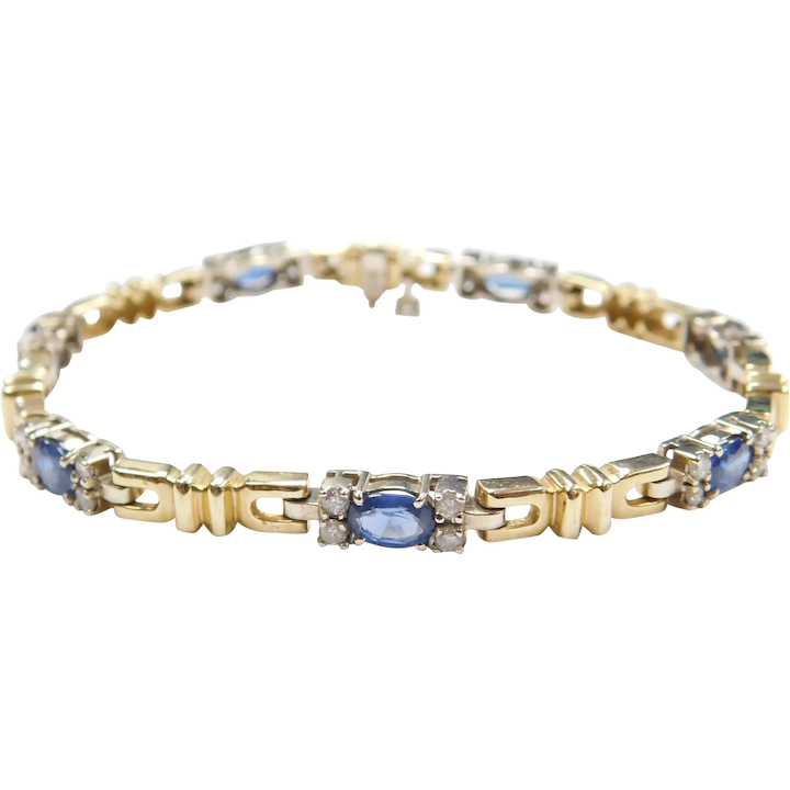 7 1/8″ 14k Gold 5.39 ctw Sapphire and Diamond Bracelet