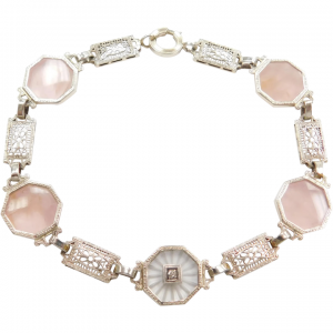 7 3/4" Art Deco Rose Quartz bracelet