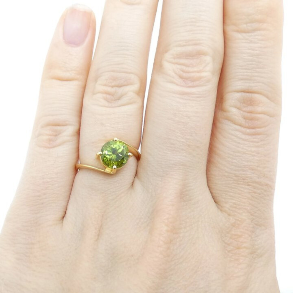 8ctw Peridot Earrings, Ring, & Pendant Set 18k Ring Worn