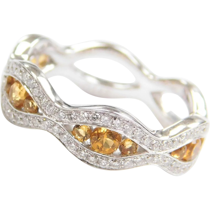 .98 ctw Citrine and Diamond Stacking Ring