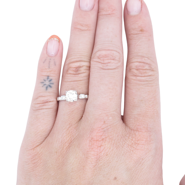 .99ctw Diamond Art Deco Engagement Ring 14k White Gold worn