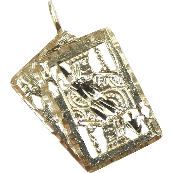 Ace-Jack Playing Cards Pendant 14k Yellow Gold