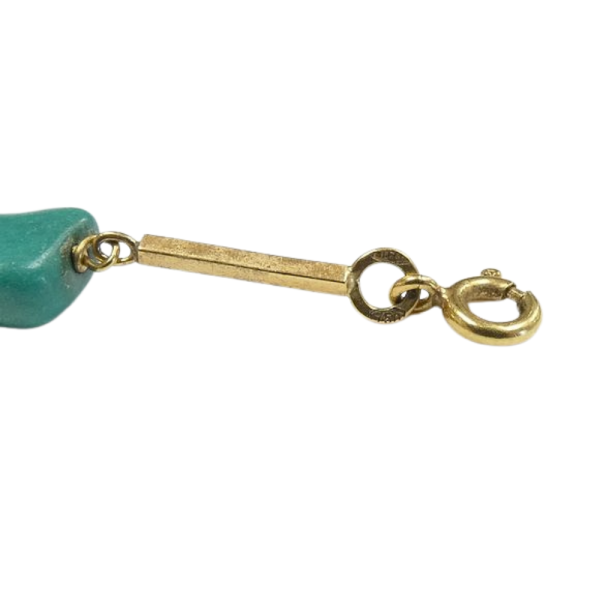 Alternating Turquoise Bead & Bar Link Necklace 18k Yellow Gold clasp