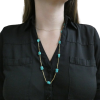 Alternating Turquoise Bead & Bar Link Necklace 18k Yellow Gold worn (1)