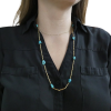 Alternating Turquoise Bead & Twisted Bar Link Necklace 26 18k Yellow Gold worn