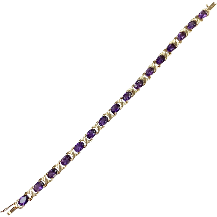 Amethyst XO Line Bracelet 11.52 Carat tw 14K Gold