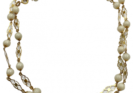 Angel Skin Coral Bead Station Necklace 18K Gold