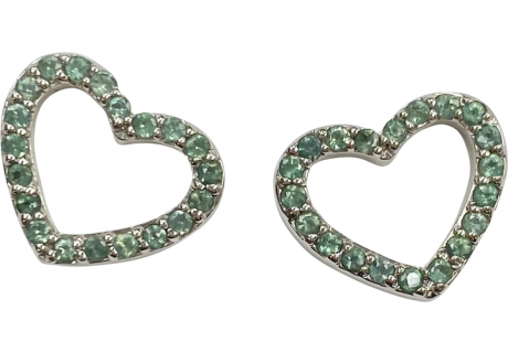 Apatite Open Heart Stud Earrings .80 Carat tw 14K White Gold