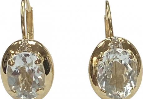 Aquamarine Drop Earrings 2.32 Carat tgw 14K Gold Diamond Accent
