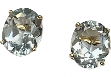 Aquamarine Solitaire Stud Earrings 4.90 Carat tw 14K Gold