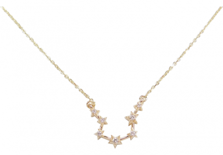 Aquarius Constellation Necklace .08 ctw Diamond 14k Yellow Gold Astrology Zodiac
