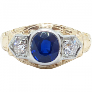 Art Deco Sapphire & Old European Diamond Ring