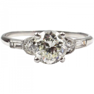 1.36ctw Art Deco GIA Certified Diamond Engagement Ring Platinum