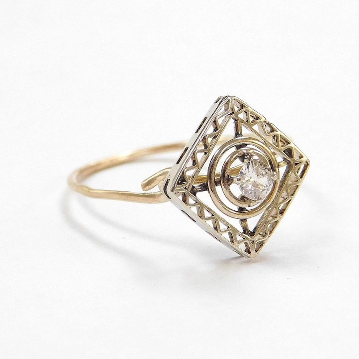 redden samen Verknald Buy Art Deco Diamond Ring .12 Carat 14K Two-Tone Gold ~ Converted Stick Pin  Online | Arnold Jewelers