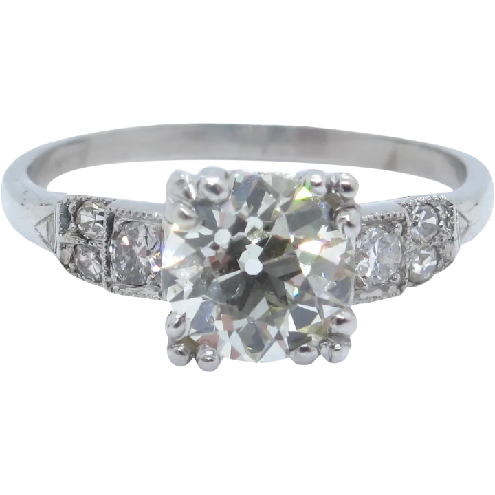 GIA Certified 1.15ctw Art Deco Diamond Engagement Ring Platinum