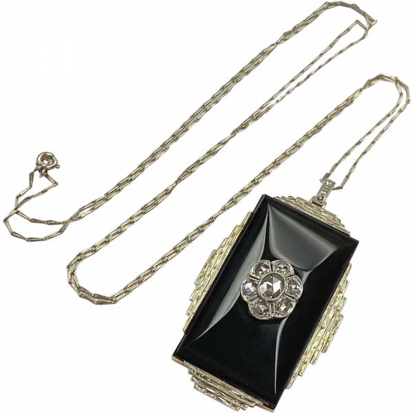 Fabulous Art Deco Pendant Necklace Rose Cut Diamond