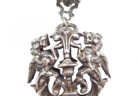 Art Nouveau Chimera Silver Pendant / Griffin / Dragon
