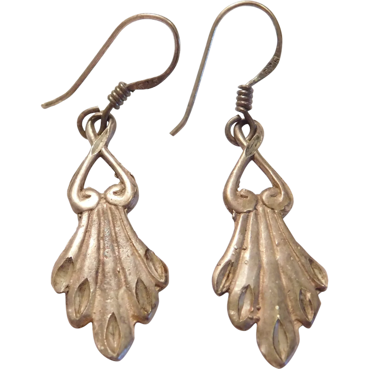 Art Nouveau Revival Dangle Earrings Sterling Silver