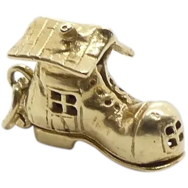 Articulated The Little Old Lady Who Lived in a Shoe 3D Charm 14K Yellow Gold