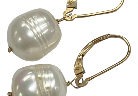 Baroque Cultured Pearl 12 mm Dangle Earrings 14K Gold