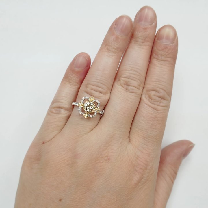 Beautiful curved leaf ring, diamond band, wedding band, woman diamond –  Amunet Jewelry