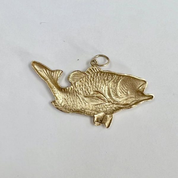Buy Big Mouth Bass Fish Pendant 14K Gold three-Dimensional Online