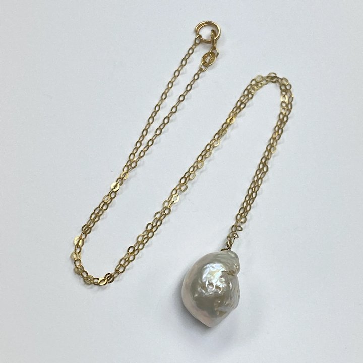 Buy Big Natural Baroque Pearl Pendant Necklace 14K Gold 18 X 13 mm 