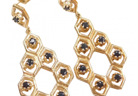 Big Natural Sapphire 1.60 ctw Dangle Earrings 14k Gold