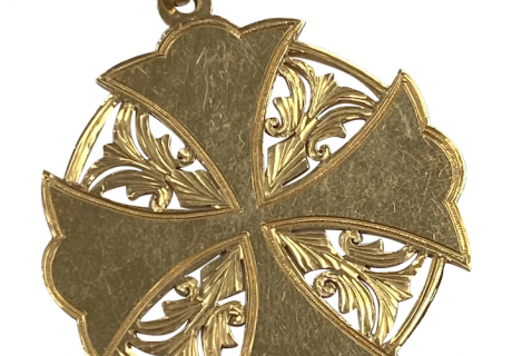 Big Ornate Vintage Cross Pendant 18K Gold Handcrafted