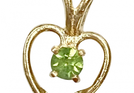 Birthstone Heart Charm/Pendant 14K Gold Faux Peridot