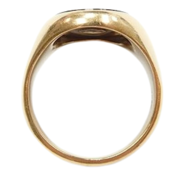 Black Onyx Masonic Vintage Men's Ring 14K Yellow Gold profile