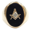 Black Onyx Masonic Vintage Men's Ring 14K Yellow Gold side (2)
