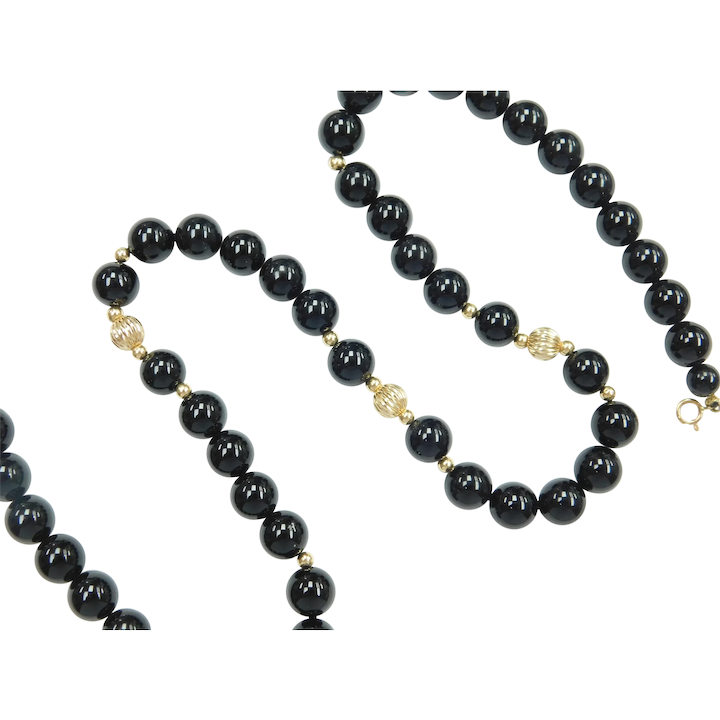 Black Onyx and Gold Bead Necklace