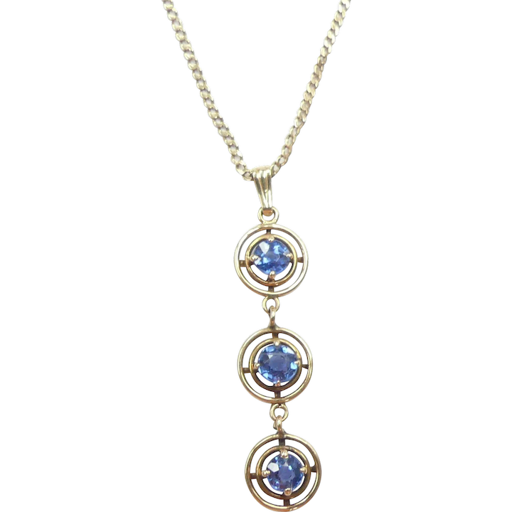 Bright 1.05ctw Sapphire Journey Pendant With Necklace 14K Yellow Gold