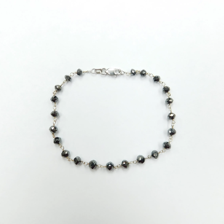 14kt Medium Black Diamond Bead Bracelet - BRM-7-YG