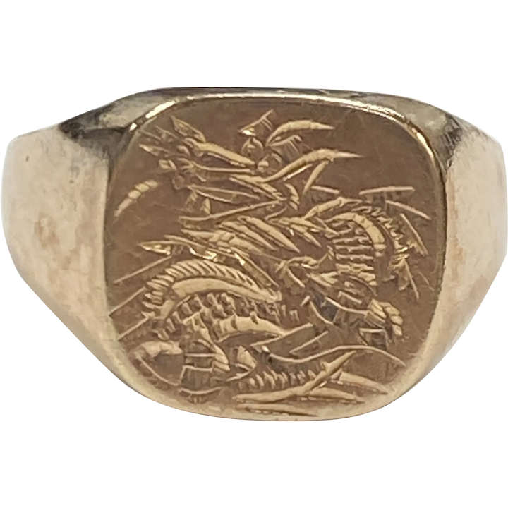 vida Por cierto dramático Buy Chinese Dragon Intaglio Wax Seal Signet Ring 14K Gold Online | Arnold  Jewelers