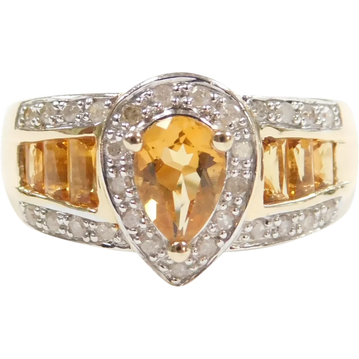 Citrine and Diamond 1.28 ctw Ring 14k Gold Two-Tone