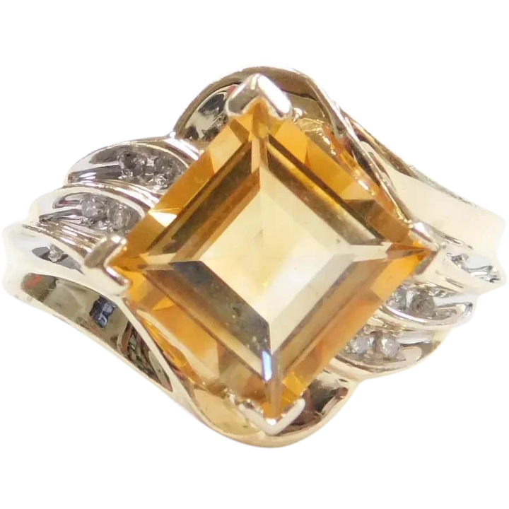 Citrine and Diamond 2.70 ctw Ring 14k Gold Two-Tone