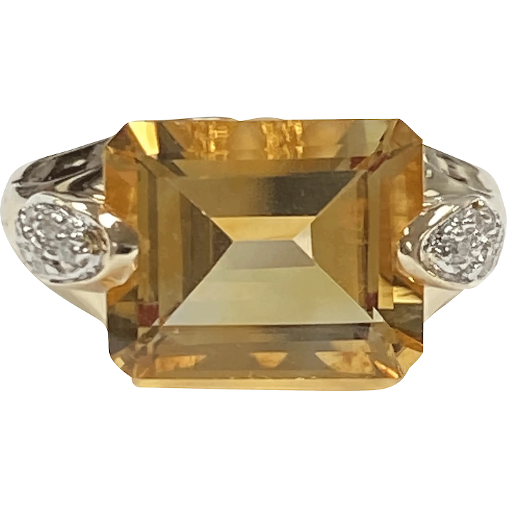 Citrine Ring 4.87 Carats 14K Two-Tone