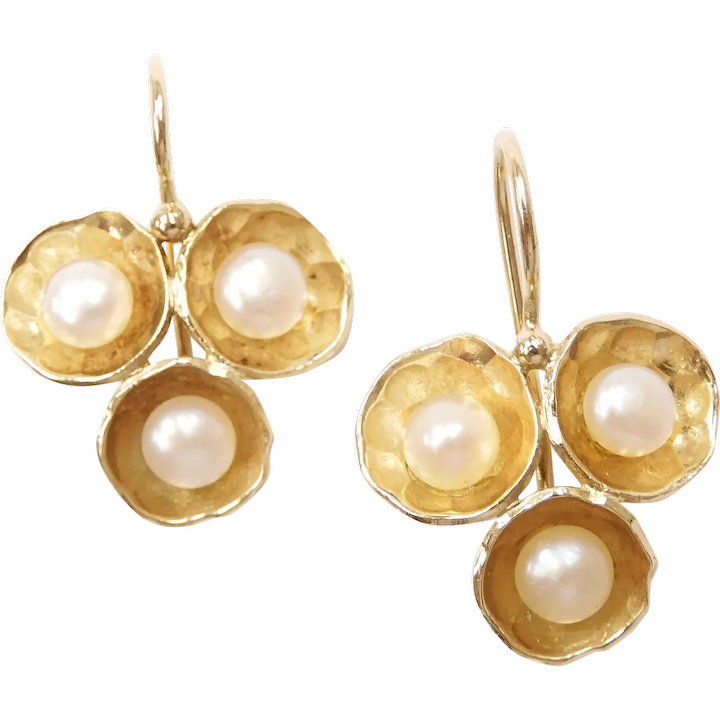 Cultured Pearl Drop Earrings 14k Gold