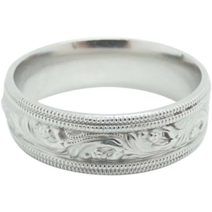 Detailed Milgrain-Edge Men's Wedding Band Platinum front