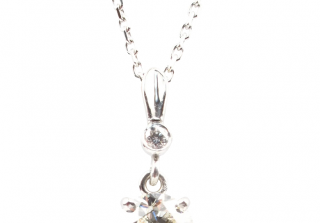 Diamond 1.01 ctw European Round Diamond Solitaire Necklace 14k White Gold