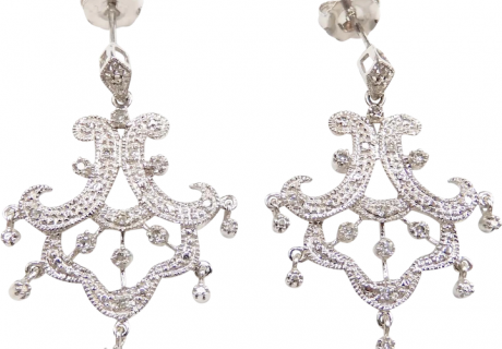 Diamond .17 ctw Chandelier Dangle Earrings 10k White Gold