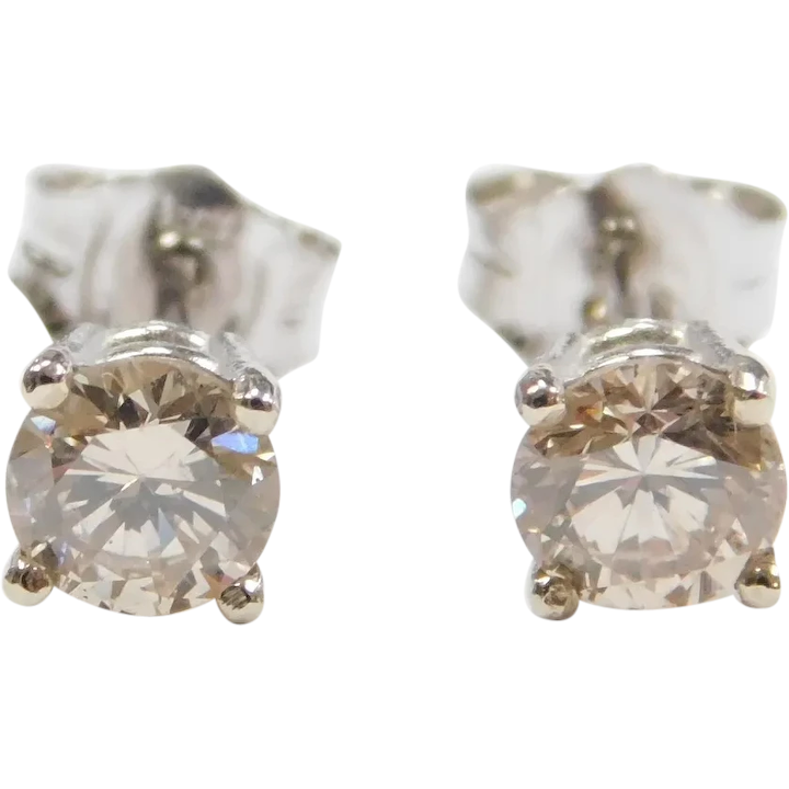 Diamond .70 ctw Stud Earrings 14k White Gold