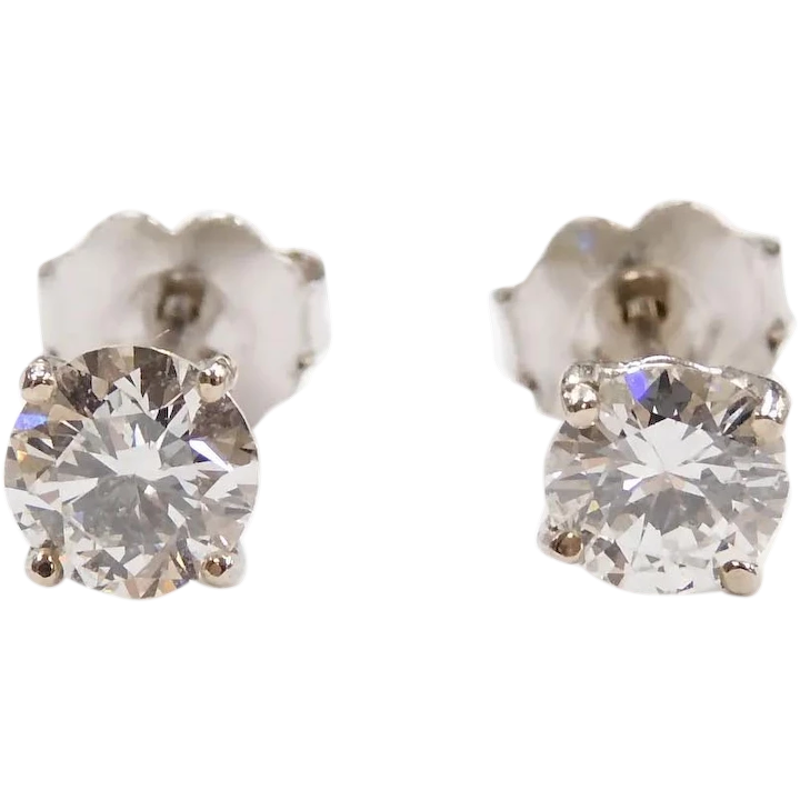Diamond .81 ctw Stud Earrings 14k White Gold