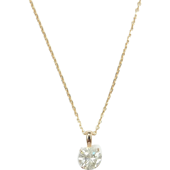 Diamond .92 Carat Solitaire Necklace 14k Rose Gold