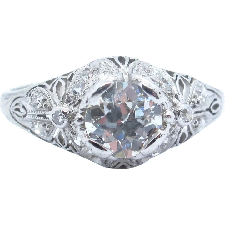 Edwardian 1.24 ctw GIA Certified Diamond Platinum Engagement Ring Circa early 1900’s