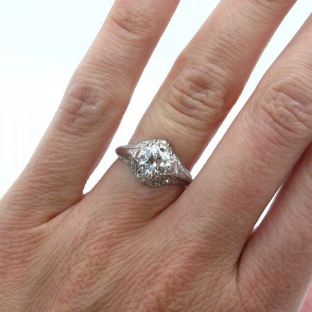 1.37ctw GIA Diamond Edwardian Engagement Ring featured